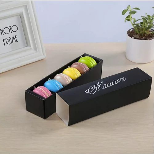 Macaron doboz, kartonpapír, fekete, 6 db-os, 10db