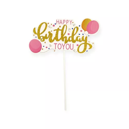 Torta beszúró, topper - HAPPY birthday to you