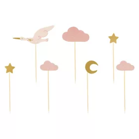 PartyDeco cupcake tortabeszúró, babaváró, 7db