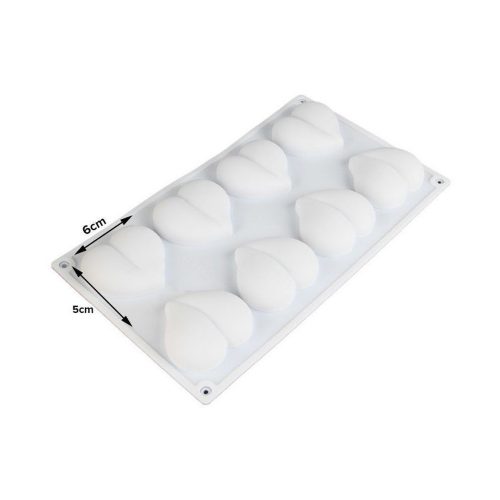 Szív alakú szilikon forma, 8 db-os, 30×17 cm