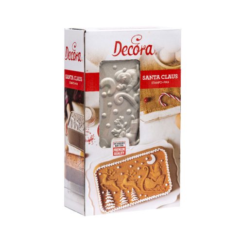 Decora sütőforma, téglalap, Mikulás rénszarvassal, 27×15×5,8 cm