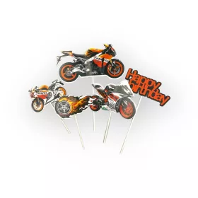 Torta beszúró/topper, Motoros, 5db-os