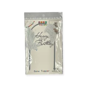 Happy birthday tortadísz, műanyag, ezüst
