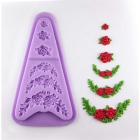   Rózsa fondant forma, 6 részes rózsalevéllel, szilikon, 8,3×14,3 cm