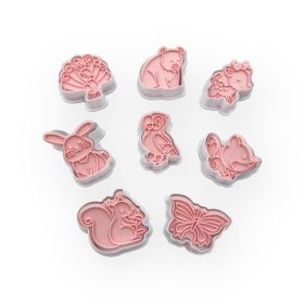 Nyomda kiszúró szett, kisállatok, műanyag, 8 db