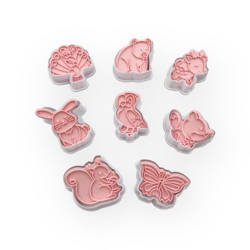 Nyomda kiszúró szett, kisállatok, műanyag, 8 db