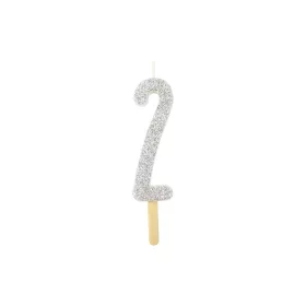 PME glitter gyertya, ezüst, 2
