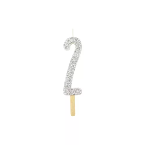 PME glitter gyertya, ezüst, 2