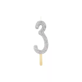 PME glitter gyertya, ezüst, 3