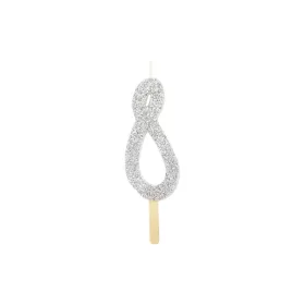 PME glitter gyertya, ezüst, 8