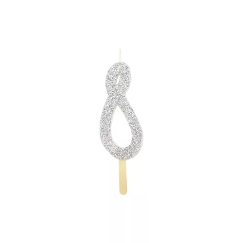 PME glitter gyertya, ezüst, 8