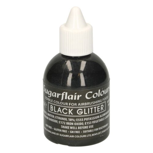 Sugarflair airbrush festék, glitter fekete, 60ml