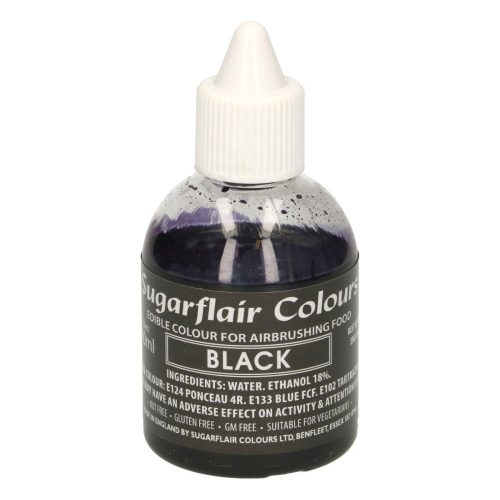 Sugarflair airbrush festék, fekete, 60ml
