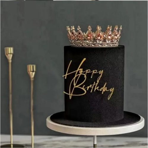 Happ Birthday torta beszúró, műanyag, arany, 9,2×7,5 cm