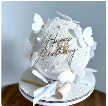 Happ Birthday torta beszúró, műanyag, arany, 11×7 cm
