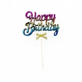   Torta beszúró, Happy Birthday, szivárvány színű, 115×80mm