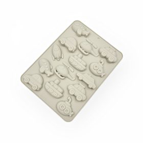   Bonbon szilikon forma, közlekedési járművek, szürke, 16,5×22cm,14db