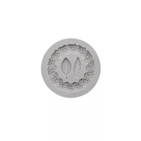   Rózsakoszorú levelekkel fondant forma, szilikon, 7,5×7,5 cm