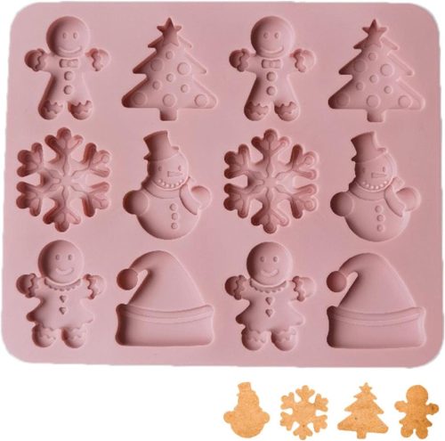 Karácsonyi bonbon forma, szilikon, piros, 23,8×19,9 cm.