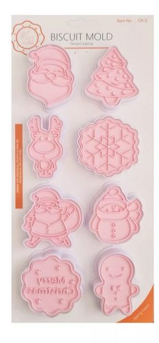 Karácsonyi kiszúró szett nyomdával, műanyag, 8 db- II