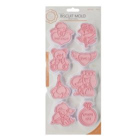 Kiszúró szett nyomdával, műanyag, Valentin-nap, 8db