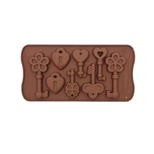 Bonbon forma, szilikon, lakat és kulcs, 8 db-os , 20,5×10,5 cm