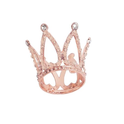 Tortadísz, mini korona, tiara, rose gold, 4,5cm