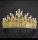 Tortadísz, korona, tiara gyöngyökkel, arany, 15cm