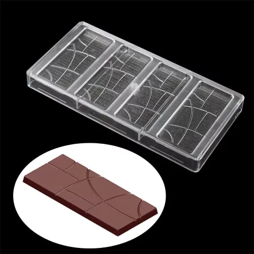 Törthatású mini tábláscsokoládé bonbon forma, polikarbonát, 27,5×13,5 cm