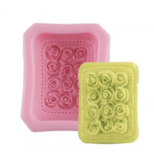 Rózsa keretben fondant forma, szilikon,
