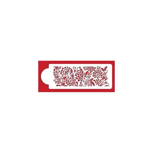 Torta stencil, virágok, műanyag, 34,5×12 cm