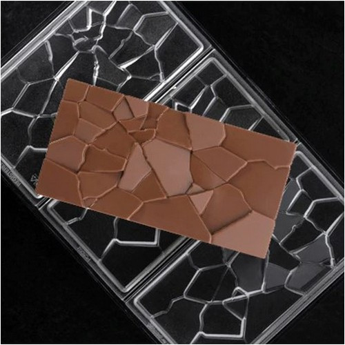 Törtmintás mini tábláscsokoládé bonbon forma, polikarbonát,  27,5×13,5 cm