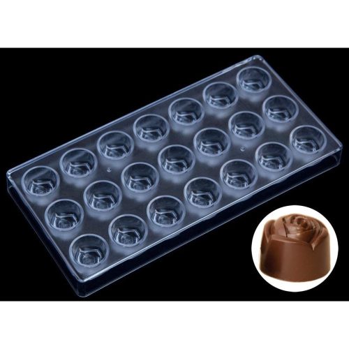 Rózsa bonbon forma, polikarbonát, 21 db-os, 27,5×13,5 cm