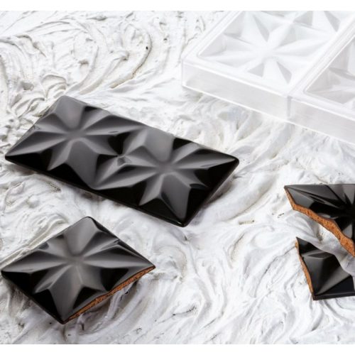 Csillagmintás mini tábláscsokoládé bonbon forma, polikarbonát,  27,5×13,5 cm