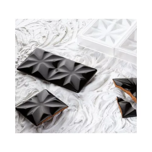 Csillagmintás mini tábláscsokoládé bonbon forma, polikarbonát,  27,5×13,5 cm