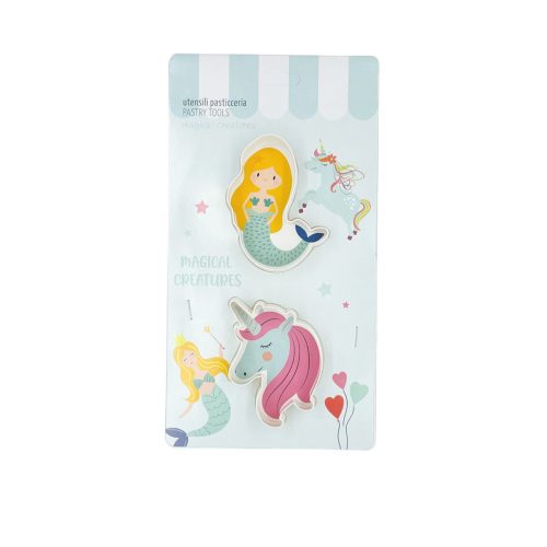 Kiszúró szett, hableány és unikornis, műanyag, 2 db