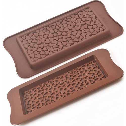 Szívmintás táblacsokoládé bonbon forma, szilion, 11,5×23,5 cm.