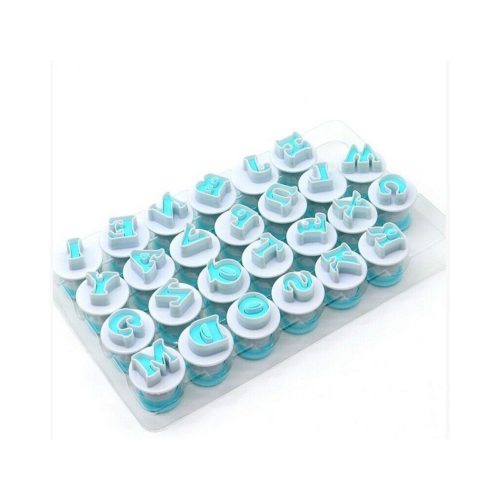 Rugós fondant betű kiszúró szett, nagybetű, műanyag, 26 db-os