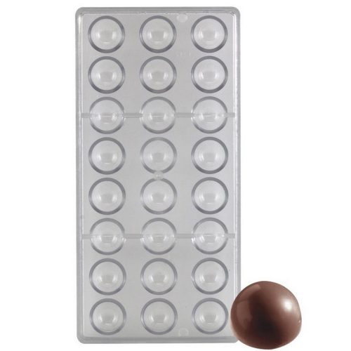 Félgömb alakú bonbon forma, polikarbonát, 24 db-os, 27,5×13,5 cm