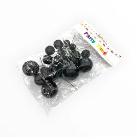   Különböző méretű gömb tortadísz, műanyag, fekete, 20db