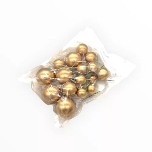 Különböző méretű gömb tortadísz, műanyag, matt arany, 20db