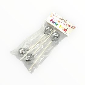 Torta beszúró, discogömb, 3cm, rose gold, 4db