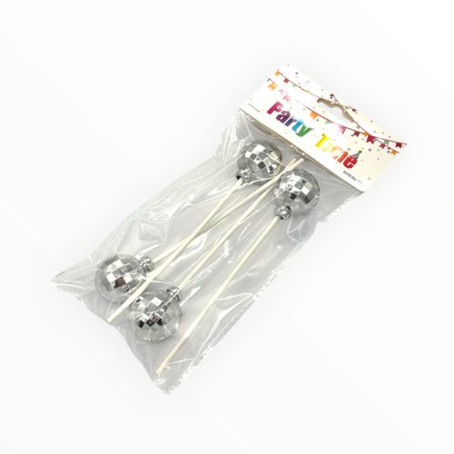 Torta beszúró, discogömb, 3cm, rose gold, 4db