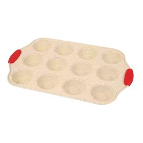 Muffin sütőforma, fém, szilikon fogóréssszel, 12db