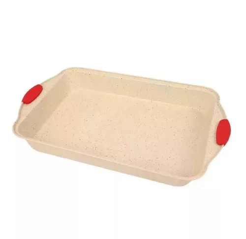 Tepsi sütőforma,fém, szilikon fogóréssszel, 34,5×2cm