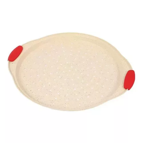 Pizza sütőforma,fém, szilikon fogóréssszel, 30cm