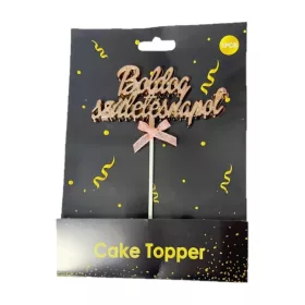 Tortadísz beszúró, Boldog Születésnapot, rose gold, 18 cm