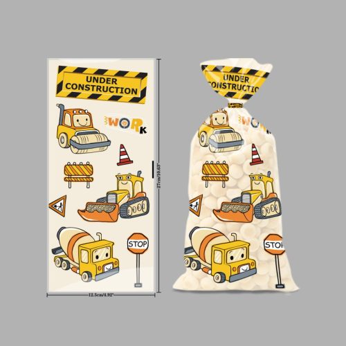 Sütemény zacskó, celofán, útjavító jármű, 12,5× 27cm, 12 db