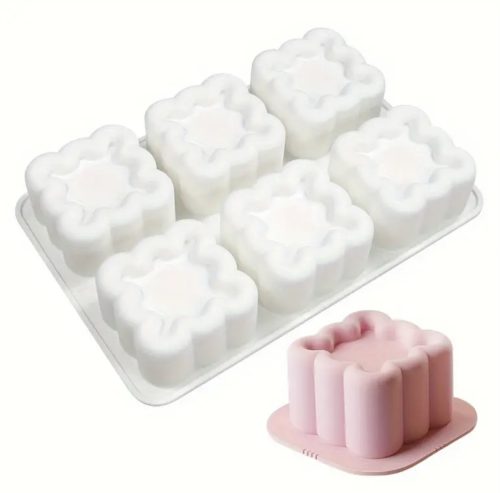 Négyzet szilikon forma, virág, 6 db-os, 14,5x 21,5cm