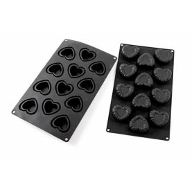 Szilikon Süti- és Mousse Forma, Szív minta, 12 részes
